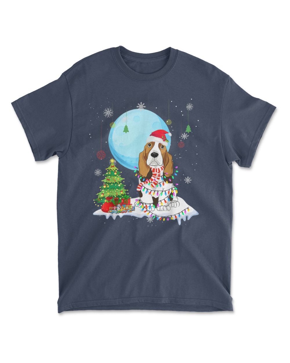 Cute Basset Hound Christmas Dog Light Tree Xmas
