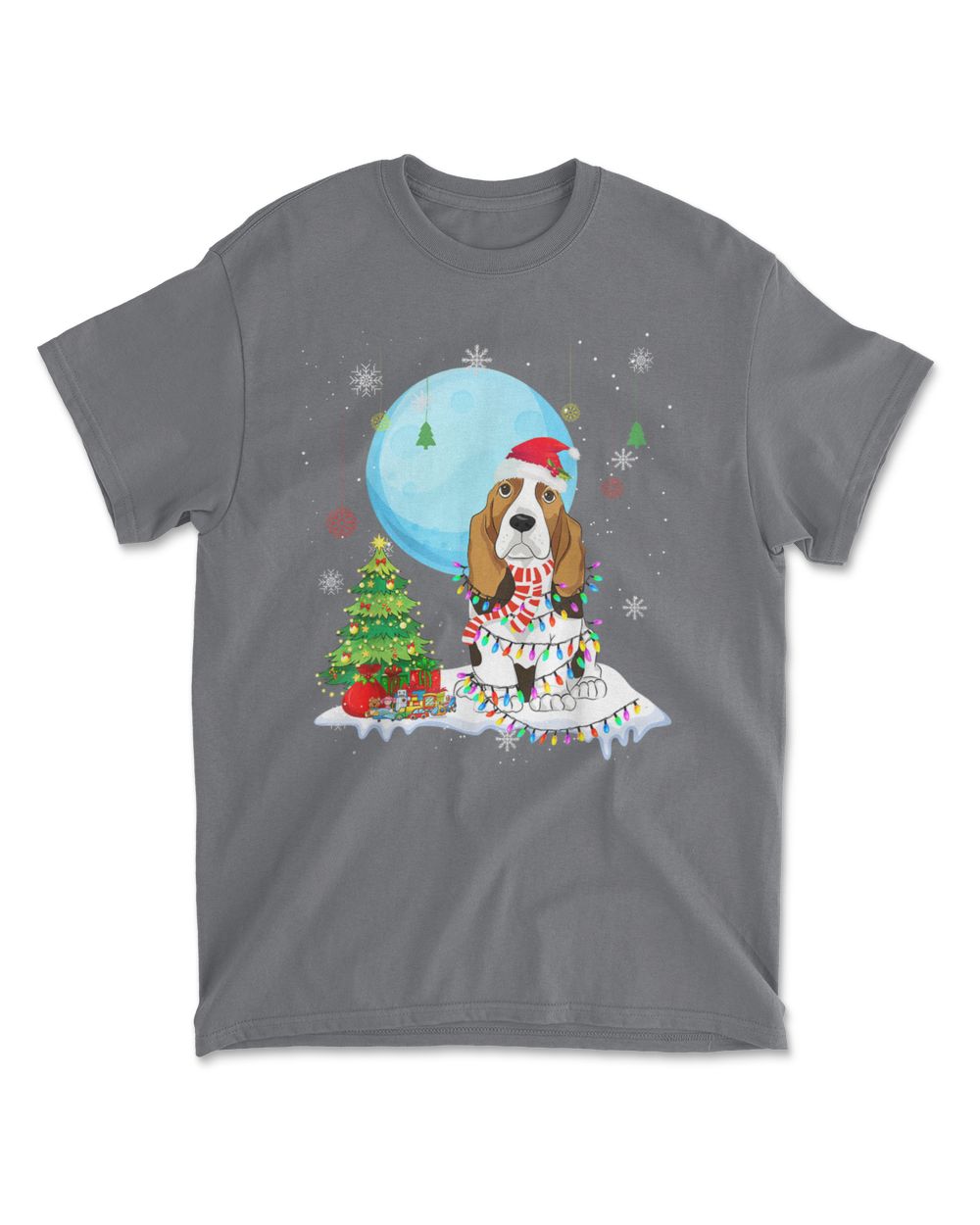 Cute Basset Hound Christmas Dog Light Tree Xmas
