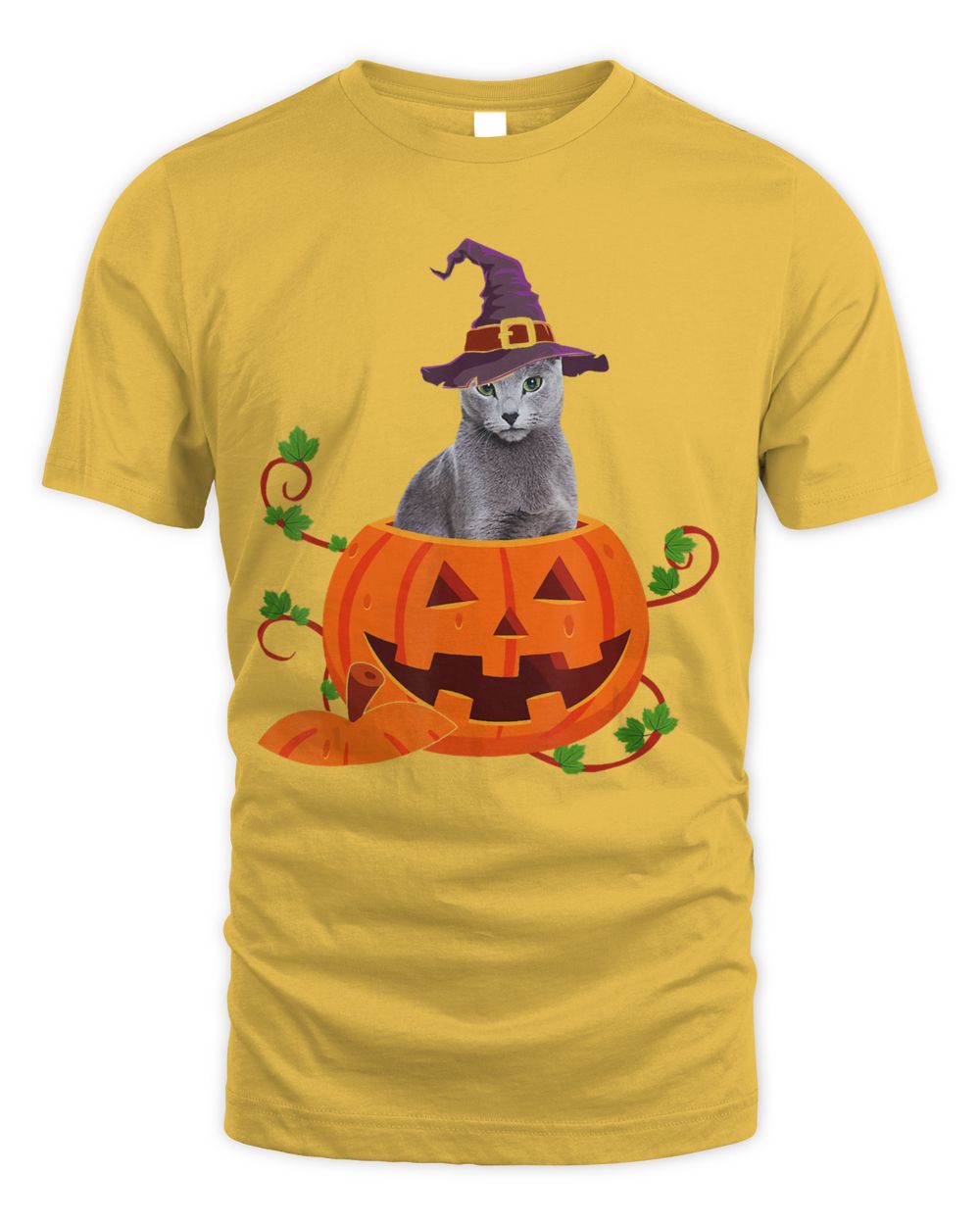 Cat Lover Gifts Funny Russian Blue Pumpkin Halloween T-Shirt