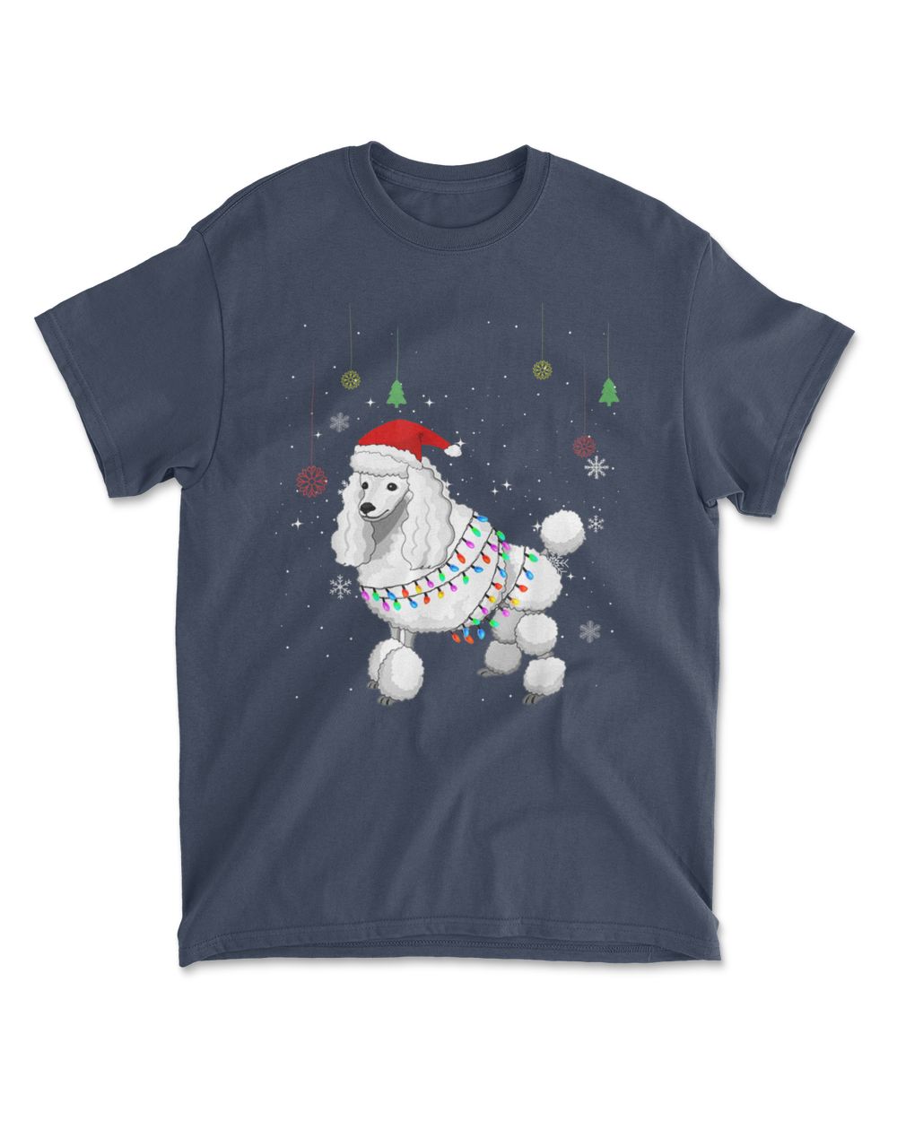 Funny Standard Poodle Dog Santa Hat Christmas Lights