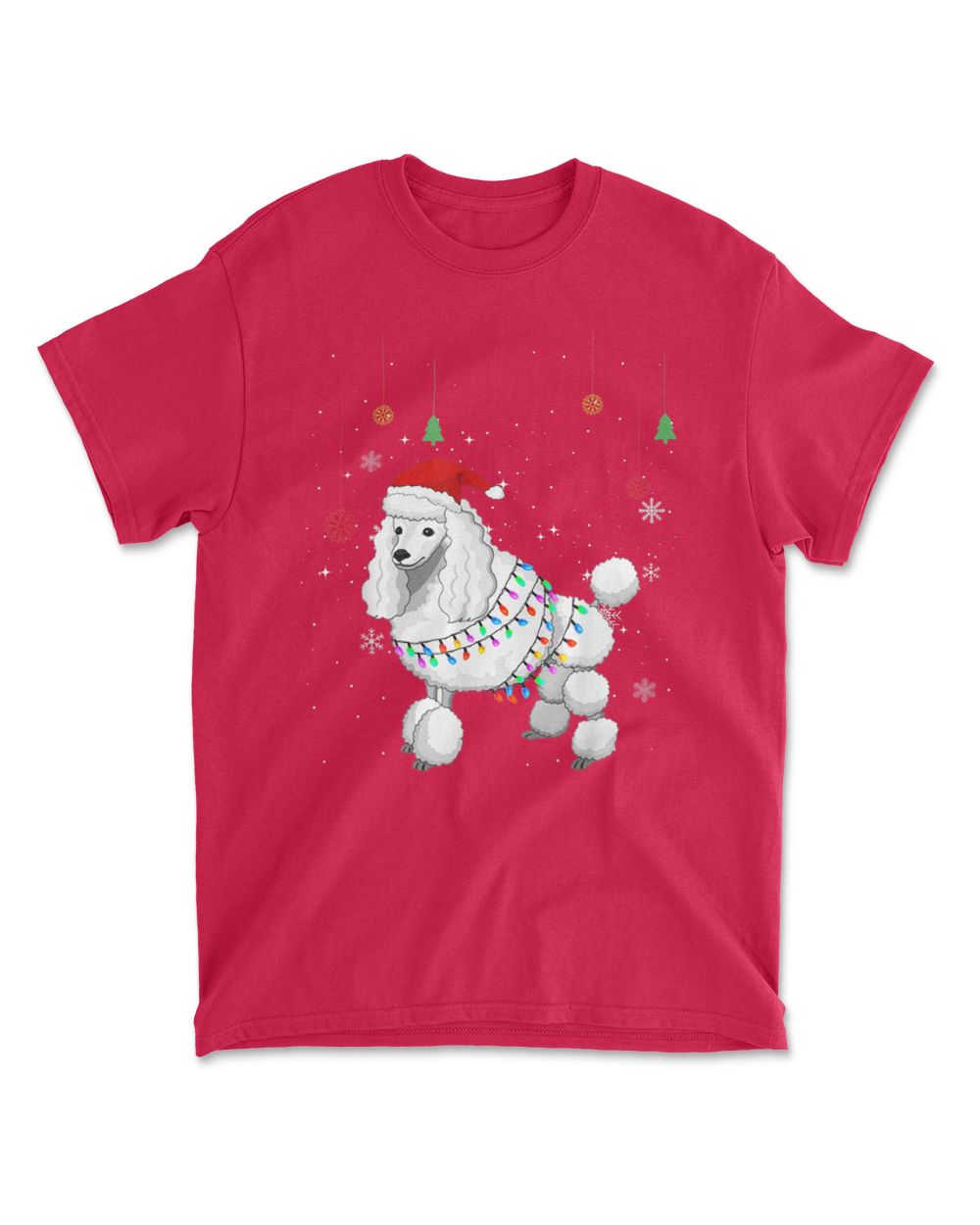 Funny Standard Poodle Dog Santa Hat Christmas Lights