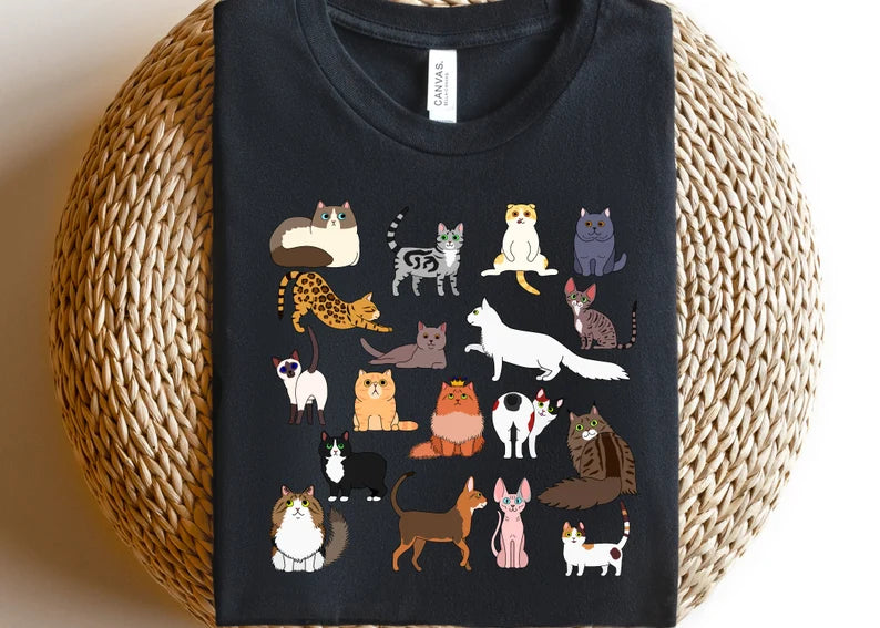 Doodle Cat Theme Shirt, Cottagecore Shirt, Cat Shirt, Cat Lover Shirt, Aesthetic Shirt, Teacher Shirt, Birthday Shirt