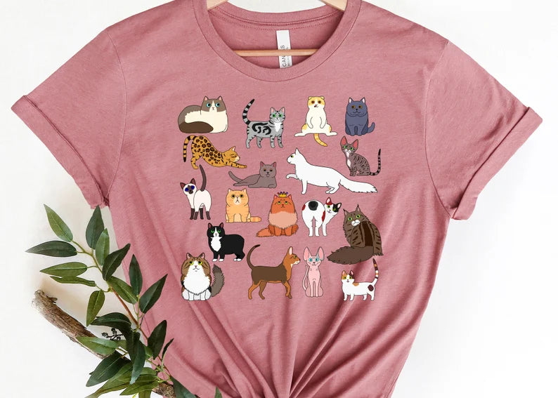 Doodle Cat Theme Shirt, Cottagecore Shirt, Cat Shirt, Cat Lover Shirt, Aesthetic Shirt, Teacher Shirt, Birthday Shirt