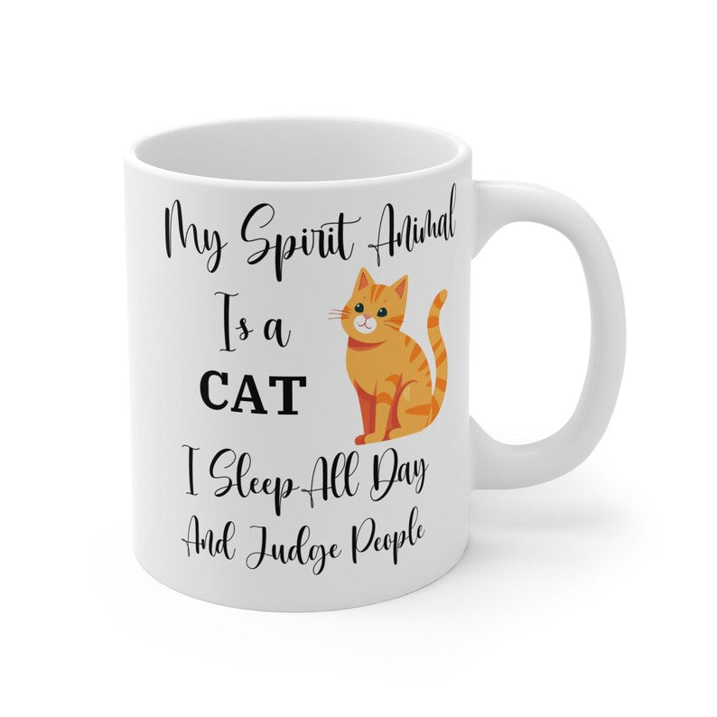 Cat Mom Mug, Funny Coffee Mug, Cat Lover Gift, Sleep All Day Mug, Judging People, My Spirit Animal, Cat Lady Gift