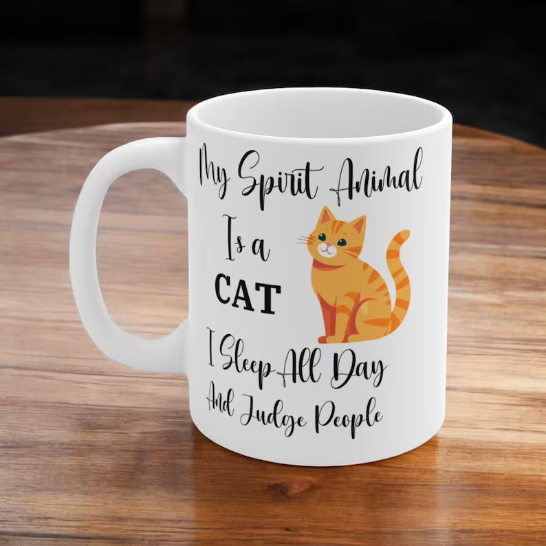 Cat Mom Mug, Funny Coffee Mug, Cat Lover Gift, Sleep All Day Mug, Judging People, My Spirit Animal, Cat Lady Gift