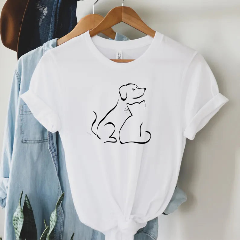Dog and Cat Shirt Dog Mom Shirt Dog Lover Shirt Custom Dog Cat Shirt Cat Dad shirt Pet Lover Gift for Him, Cat and Dog Tee
