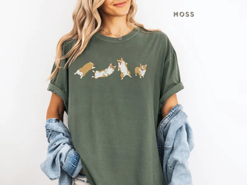 Cute Corgi Tshirt Unisex Comfort Color Tee Aesthetic Dog Lover Shirt Funny Welsh Corgi Top Mothers Fathers Day Gift for Corgi Dad Tee