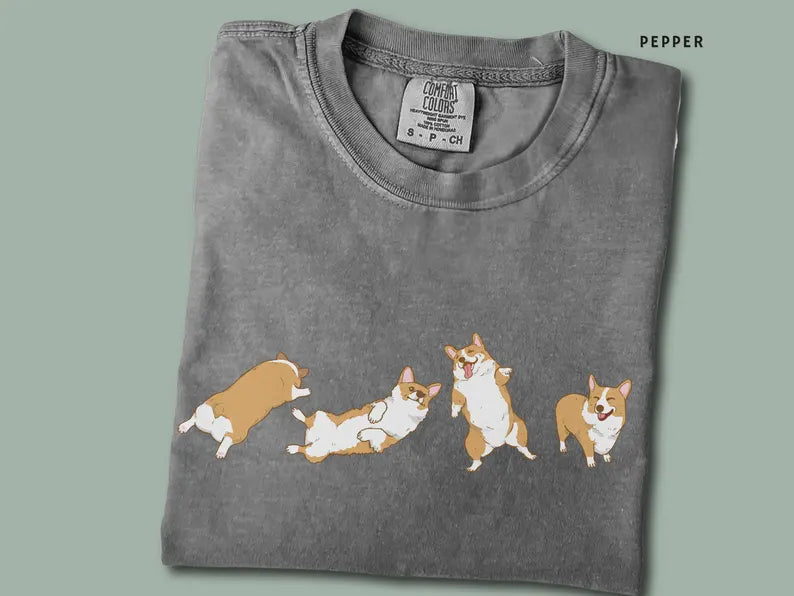 Cute Corgi Tshirt Unisex Comfort Color Tee Aesthetic Dog Lover Shirt Funny Welsh Corgi Top Mothers Fathers Day Gift for Corgi Dad Tee