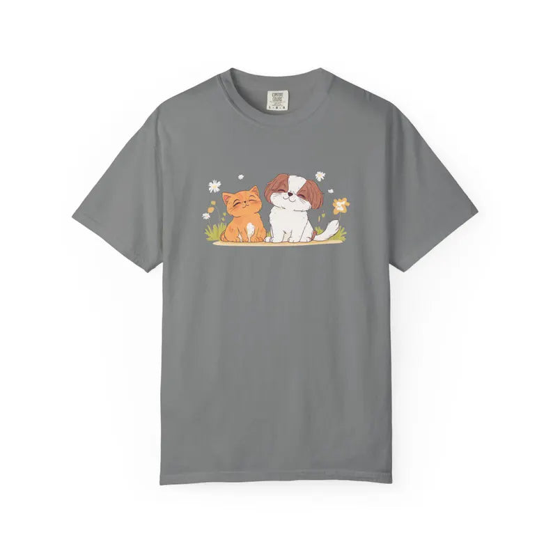 Cute Pet Lovers Unisex T-Shirt, Cat and Dog Graphic Tee, Animal Lovers Gift, Casual Wear, Birthday Gift, Everyday Style
