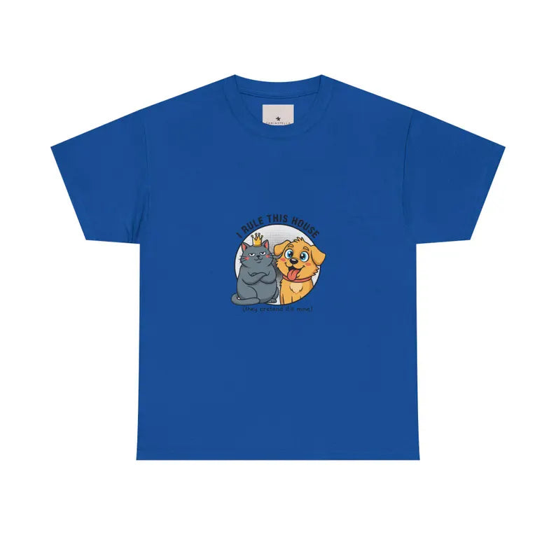 I Rule This House cat duo T-Shirt | Cute Cat Illustration, Dog Rivalry Tee