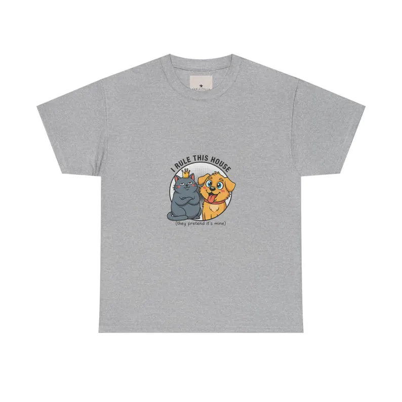 I Rule This House cat duo T-Shirt | Cute Cat Illustration, Dog Rivalry Tee