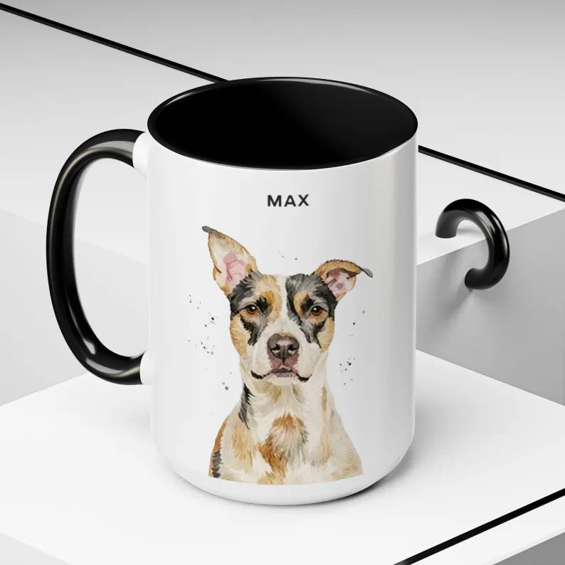 Custom Pet Portrait Coffee Mug, Personalized Dog Mom Gift, Handmade Ceramic Mug, Personalized Pet Mugs Dog Mom Mug Cat Dad Mug New Dog Mug