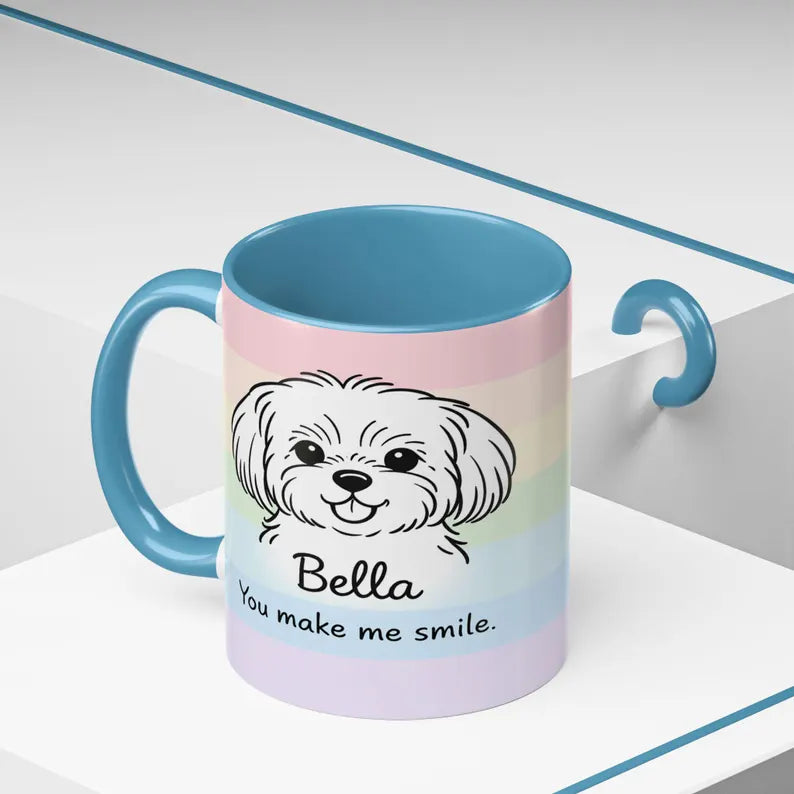 Custom Dog Mug Rainbow, Personalized Dog or Cat Portrait Photo, Memorial Pet Gift